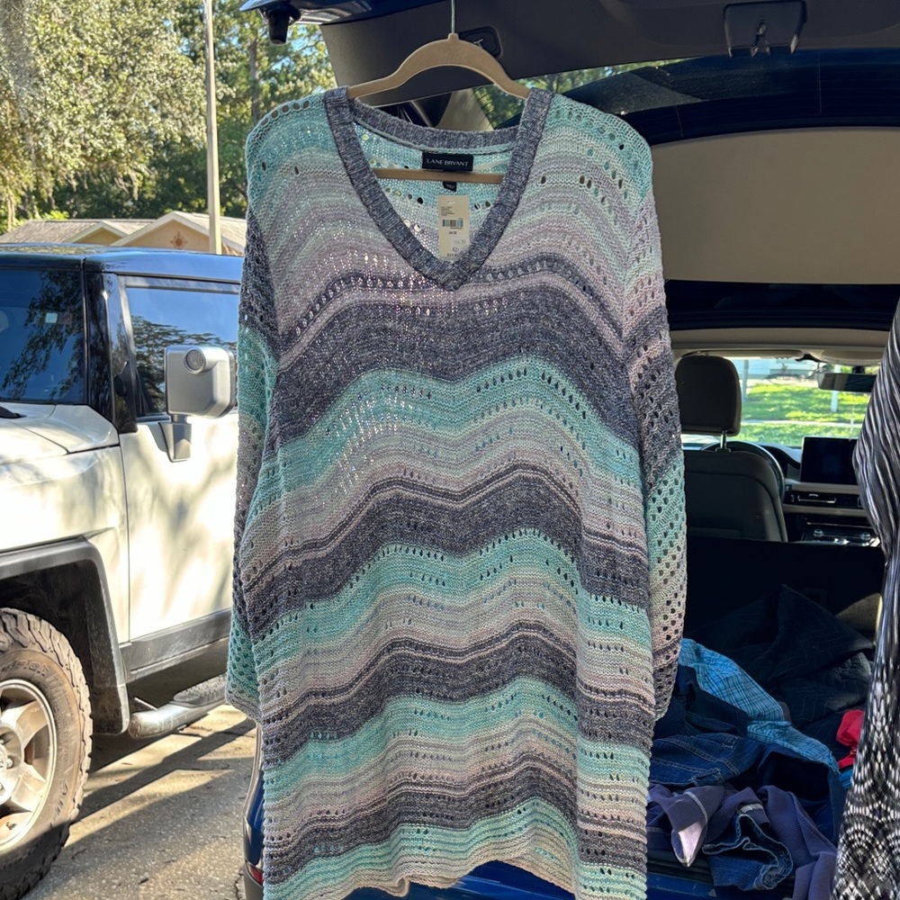 Lane Bryant Multicolor V-Neck Sweater